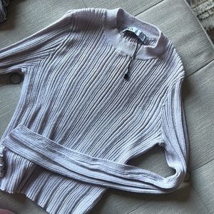 Zara Ribbed Purple Sheer Sweater